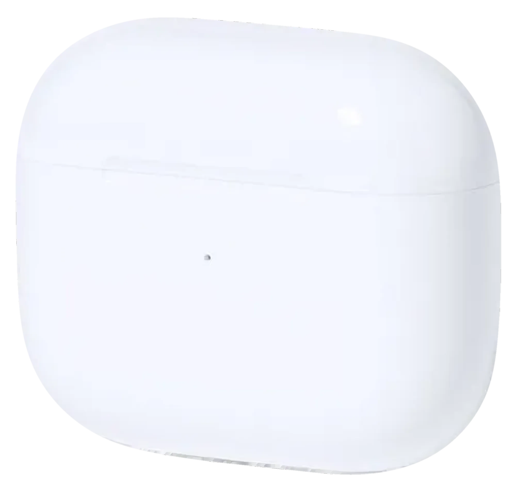 Estuche cuadrado blanco de audífonos bluetooth, cerrado